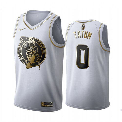 Men's Boston Celtics #0 Jayson Tatum White 2019 Golden Edition Stitched NBA Jersey